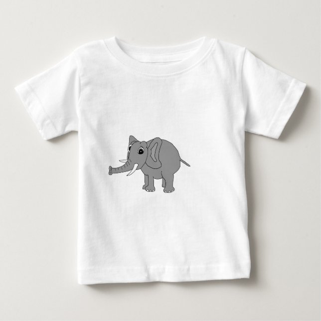 "Nellie" the elephant (black and white) Baby T-Shirt (Front)