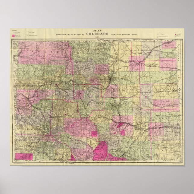 Nell's Topographical Map of Colorado Poster (Front)
