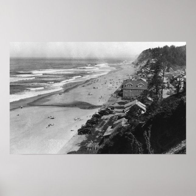 Nelscott, Oregon Beach Scene Waterfront Poster (Front)