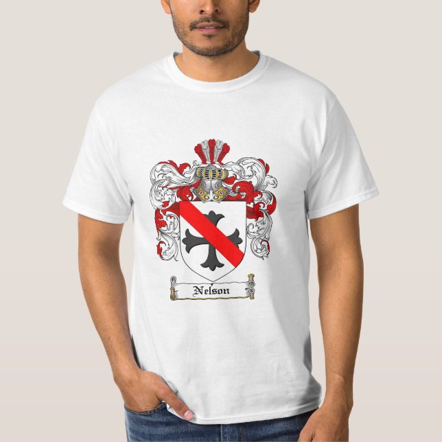 Nelson Family Crest - Nelson Coat of Arms T-Shirt (Front)