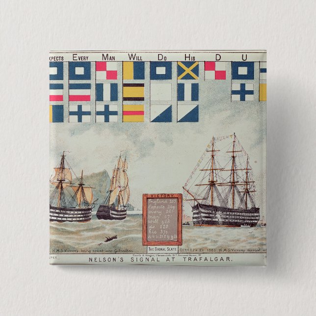 Nelson's signal at Trafalgar 15 Cm Square Badge (Front)