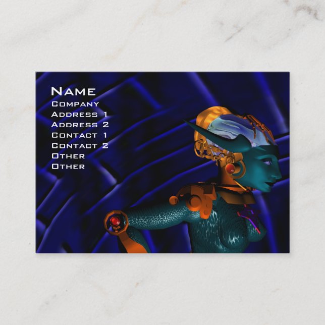 NEMES / cybernetics, mechanical engineer,blue Business Card (Front)