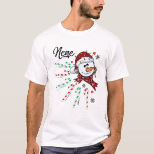 Nene Snowman Candy Cane Christmas Xmas Funny T-Shirt