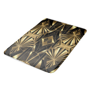 Neo Art Deco Black Gold Geometric Gatsby Bathroom Bath Mat