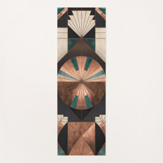 Neo Art Deco Geometric Teal Copper Gold Sunburst Yoga Mat
