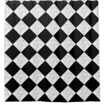 Neo Deco Black and Faux White Marble Checkerboard