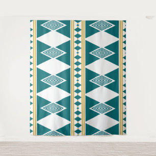 Neo-Deco Diamond Grid Teal Wall Tapestry