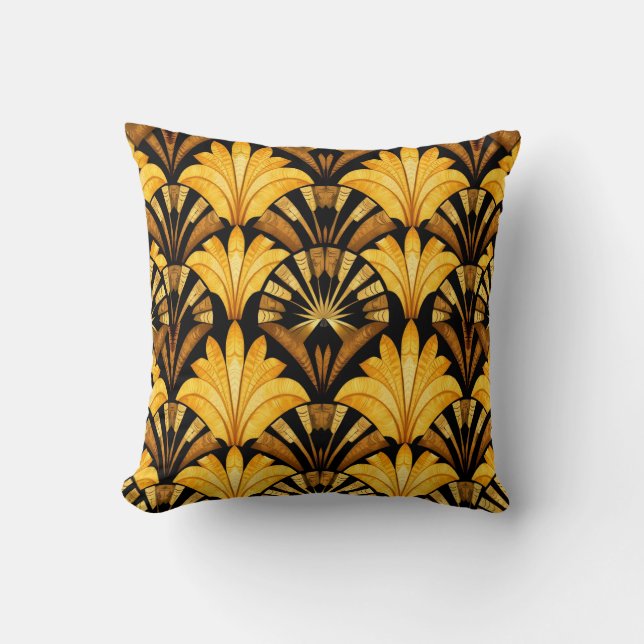 Neo Deco Gold Geometric Abstract Pattern Cushion (Front)
