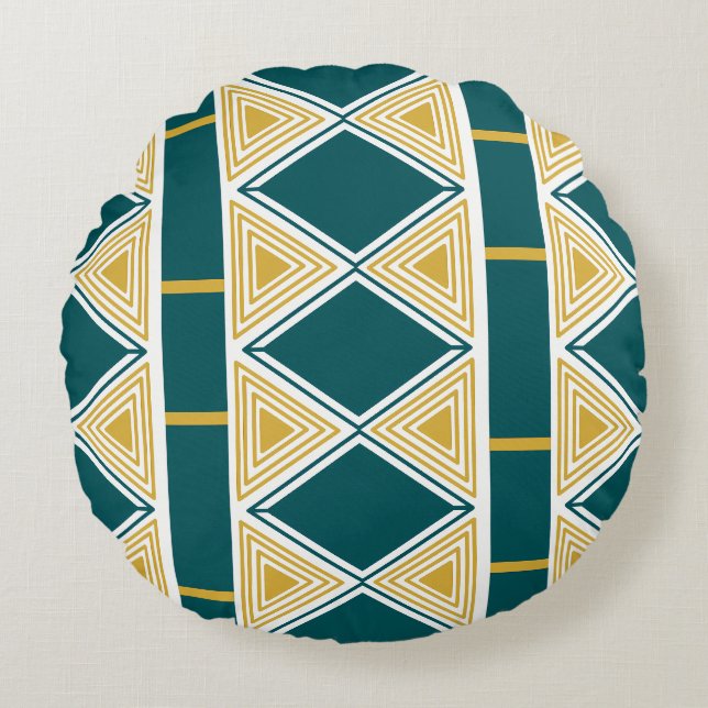 Neo-Deco Triangle Grid Round Pillow (Front)