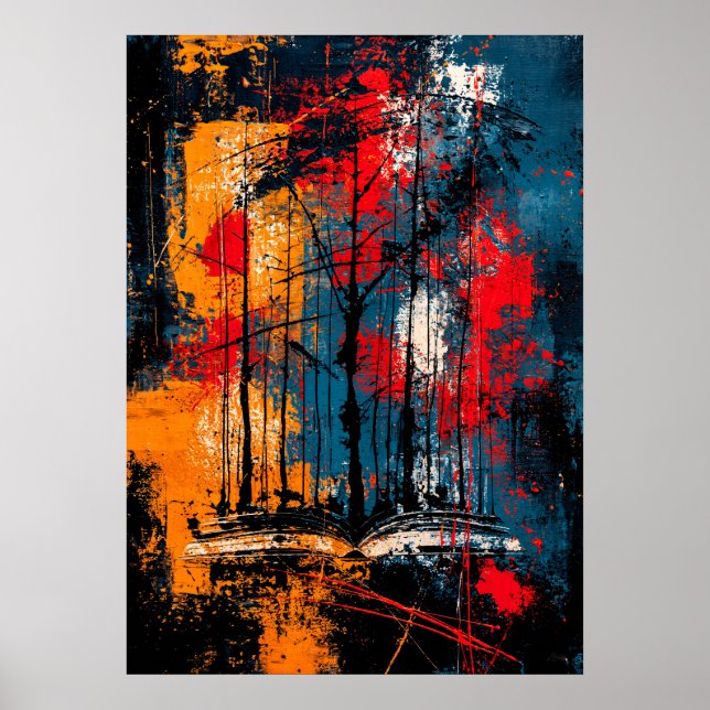 Neo Expressionist Forest of Words Book Lover Art Poster (Front)
