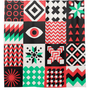 NEO GEO. Geometry pattern graphic design Shower Curtain