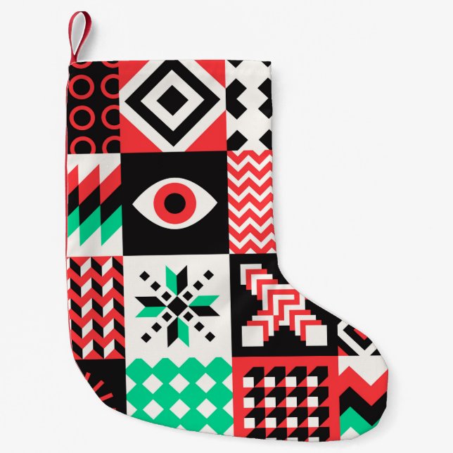 NEO GEO. Geometry pattern graphic design Small Christmas Stocking (Front)