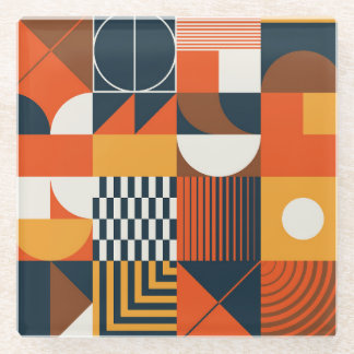 Neo geo: vintage abstract composition glass coaster