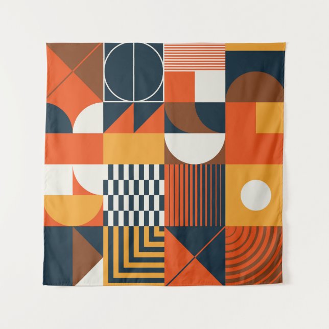 Neo geo: vintage abstract composition tapestry (Front)