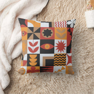 Neo geometric bauhaus style minimal mural texture cushion