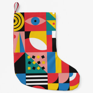 Neo Geometric Colourful Shapes Illustration Small Christmas Stocking