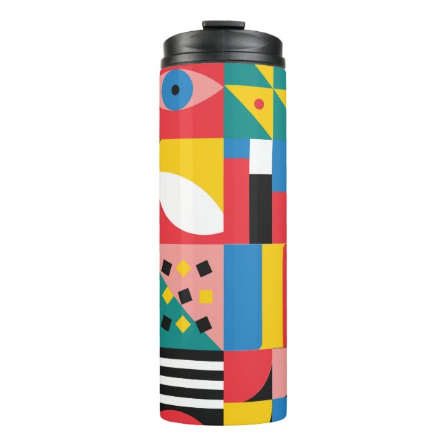 Neo Geometric Colourful Shapes Illustration Thermal Tumbler (Front)