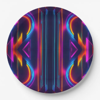 Neo Geometric Neon Abstract Paper Plate