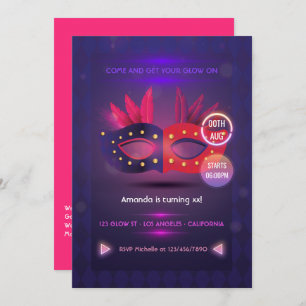 Neo Masquerade Mask Birthday Party Invitation