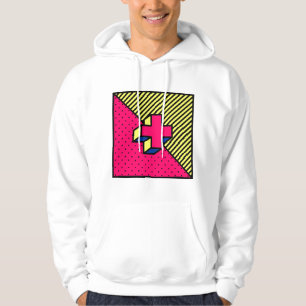 Neo Memphis Cross /Plus Sign Motif Hoodie