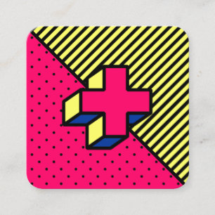 Neo-Memphis Patch - Cross/Plus sign Square Business Card