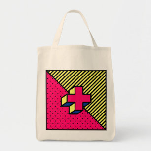 Neo-Memphis Patch - Cross/Plus sign Tote Bag