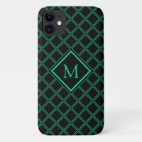 Neo Mint and Black Diamond Pattern Monogram