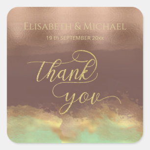 Neo mint cinnamon rose gold foil watercolor square sticker