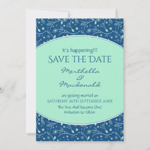 NEO MINT CLASSIC BLUE It's Happening Modern Floral Save The Date