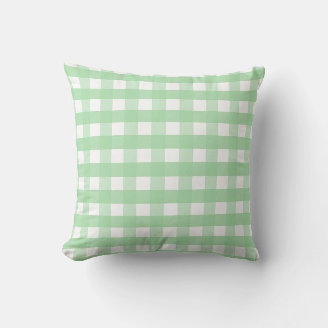 Neo Mint Green and White Gingham Cushion (Front)