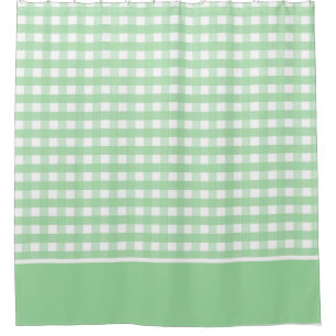 Neo Mint Green and White Gingham Shower Curtain