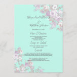 Neo mint lavender white silver floral Wedding Menu<br><div class="desc">A modern elegant neo mint, blush lavender, white and faux silver country chic boho floral Wedding Menu Invitations are perfect for any classy and sophisticated ceremony. This exquisite simple stylish chic dazzling design is perfect for the trendy and stylish couple. Customize this design with your own message and personalized information....</div>