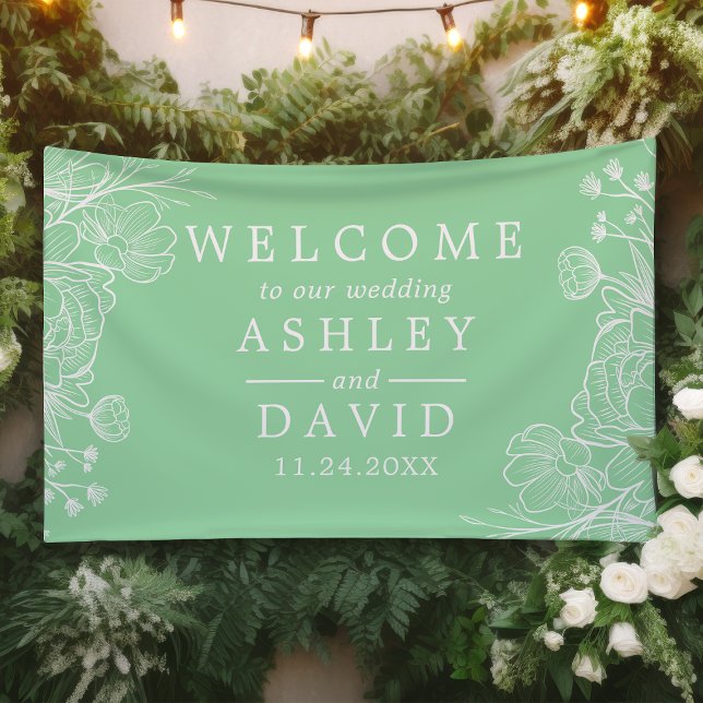 Neo Mint Modern White Floral Welcome Banner (Creator Uploaded)