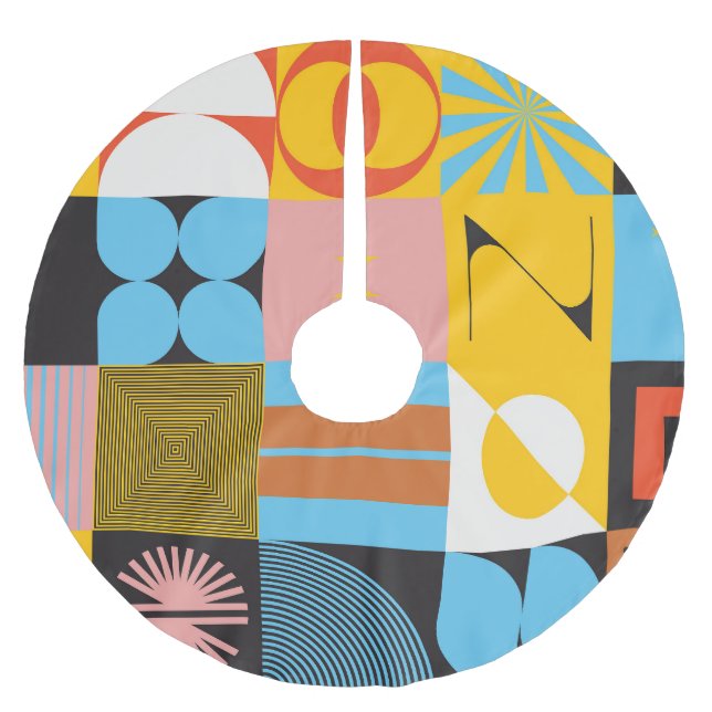 Neo-Modern Abstracts: Geometric Jazz Brushed Polyester Tree Skirt (Front)