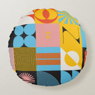 Neo Modernism artwork pattern made with abstract g Round Cushion