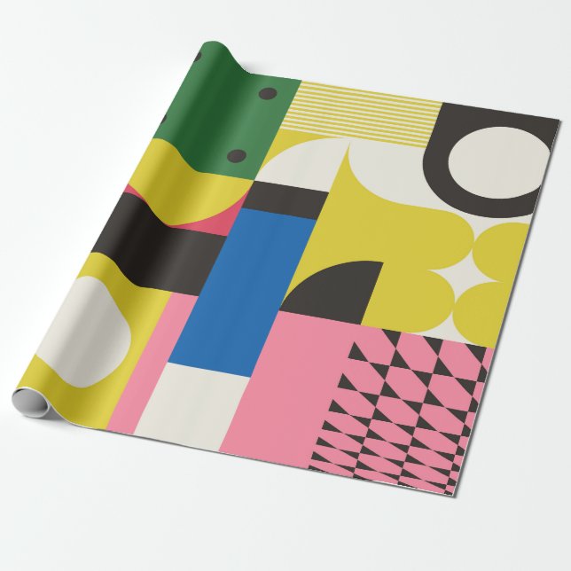 Neo Modernism artwork pattern made with abstract g Wrapping Paper (Unrolled)