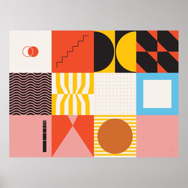 Neo Modernism artwork pattern made with abstract v Poster (Front)