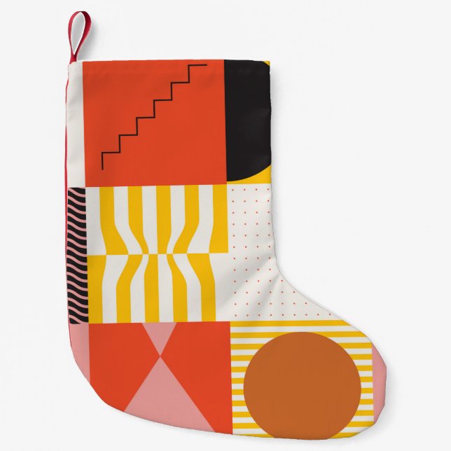 Neo Modernism artwork pattern made with abstract v Small Christmas Stocking (Front)