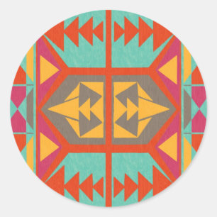 Neo Native Tribal Classic Round Sticker