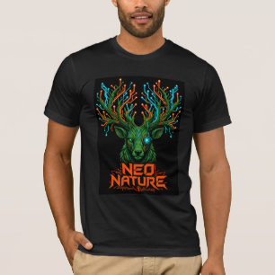 Neo Nature Cybernetic Deer Antler Circuit Graphic T-Shirt