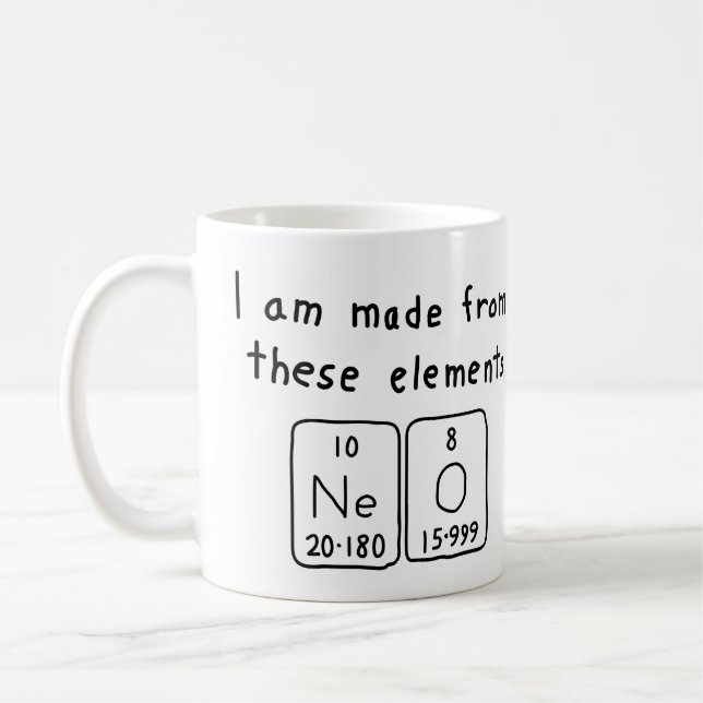 Neo periodic table name mug (Left)