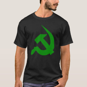 Neo-Thick Dark Green Hammer & Sickle on Black T-Shirt