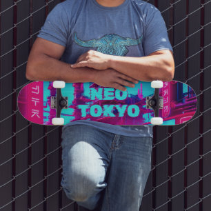 Neo Tokyo Cyberpunk Car Synthwave Street Skateboard