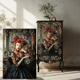 Neo Victorian Gothic Dark Elegance Portrait Art Tissue Paper