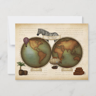 Neo-Victorian World Traveller Atlas Steampunk Map Card