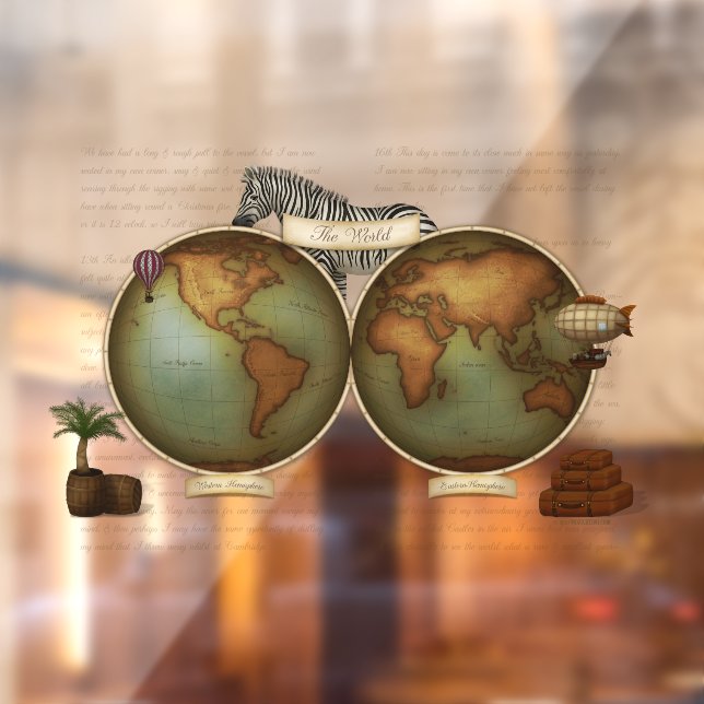 Neo-Victorian World Traveller's Atlas Window Decal (Sheet 2)