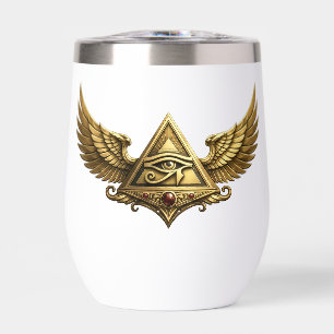 NeoAnkh 3D Gold Eye of Horus & Winged Pyramid