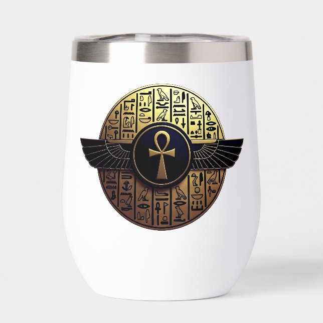 NeoAnkh 3D Golden Winged Ankh & Hieroglyphs Disk (Back)