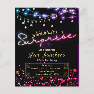 NeoBlack and gold surprise budget invitation Flyer