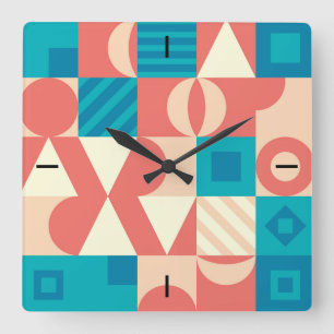 NeoGeo pattern square wall clock